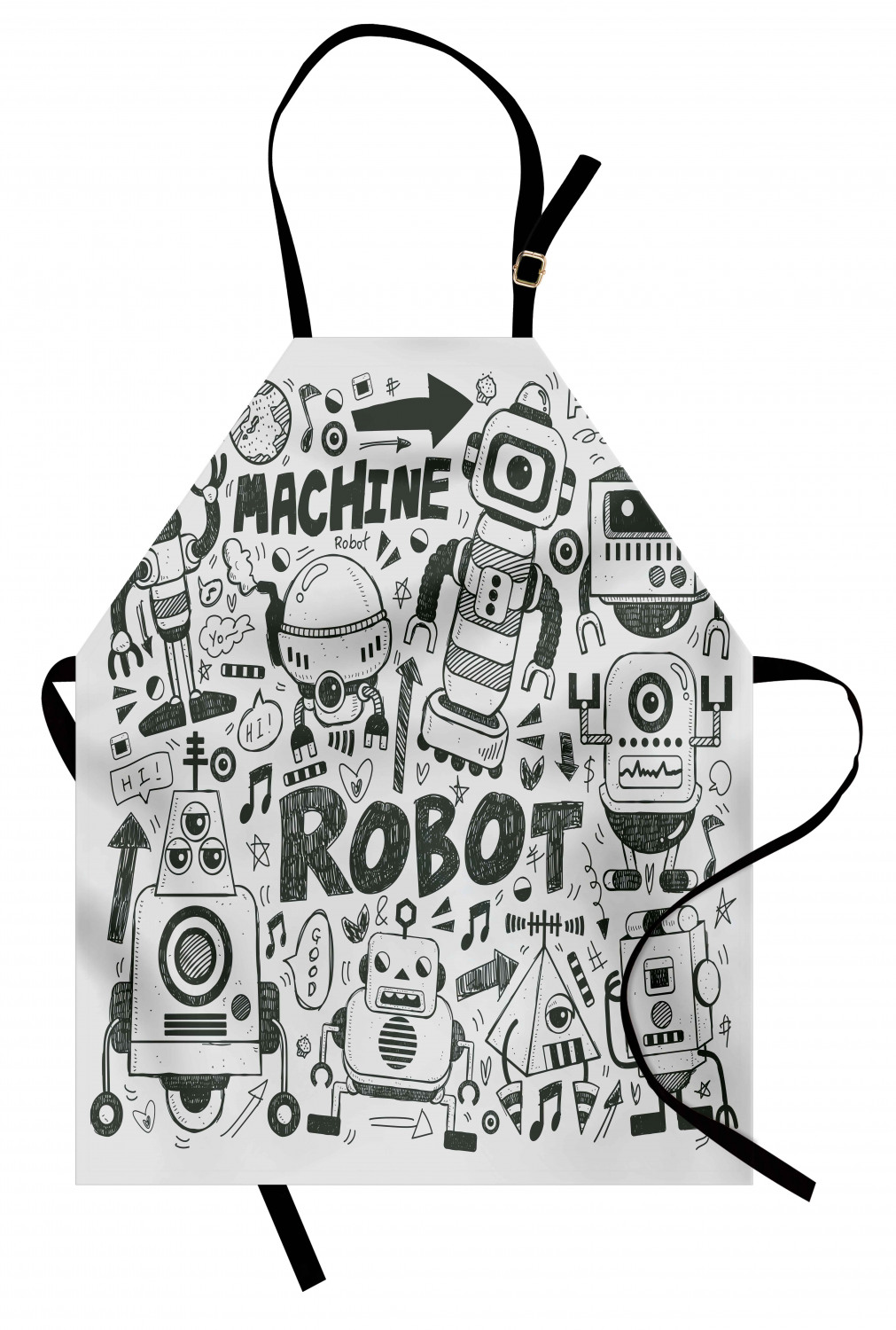 Aprons Robotics Robot Apron Futuristic Space Doodle Style Androids Sci Fi Pattern ...