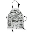 thumbnail image 1 of Robot Apron Futuristic Space Doodle Style Androids Sci Fi Pattern Fantasy Machine Art Print, Unisex Kitchen Bib Apron with Adjustable Neck for Cooking Baking Gardening, Grey Pale Grey, by Ambesonne, 1 of 3