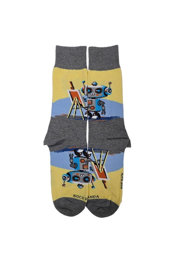Robot Artist Socks from the Sock Panda (Adult Large - Men's Shoe Sizes 8-12)