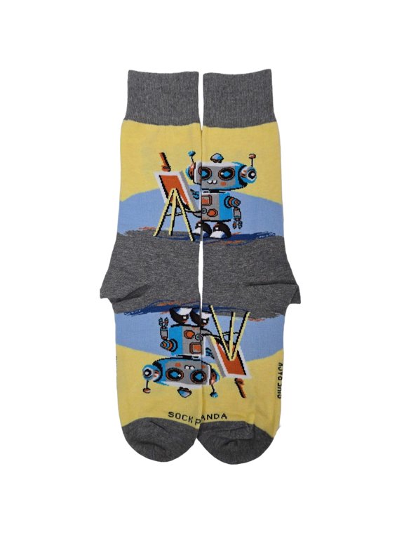 Robot Artist Socks from the Sock Panda (Adult Large - Men's Shoe Sizes 8-12)