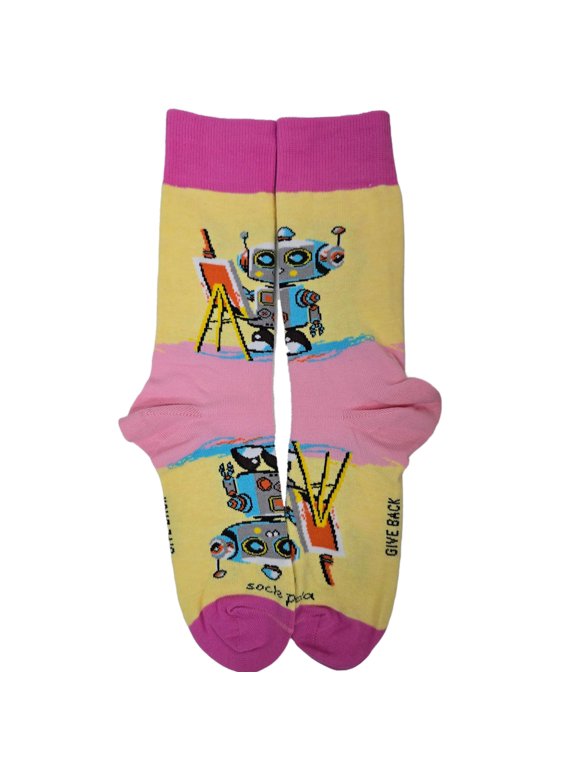 Robot Artist Socks from the Sock Panda (Adult Medium - Women's Shoe Sizes 5-10)