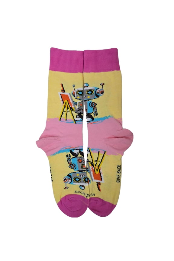 Robot Artist Socks from the Sock Panda (Adult Medium - Women's Shoe Sizes 5-10)