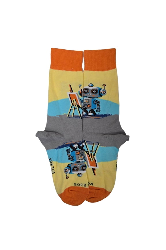 Robot Artist Socks from the Sock Panda (Adult Small - Shoe Sizes 2-5)