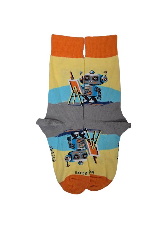 Robot Artist Socks from the Sock Panda (Adult Small - Shoe Sizes 2-5)