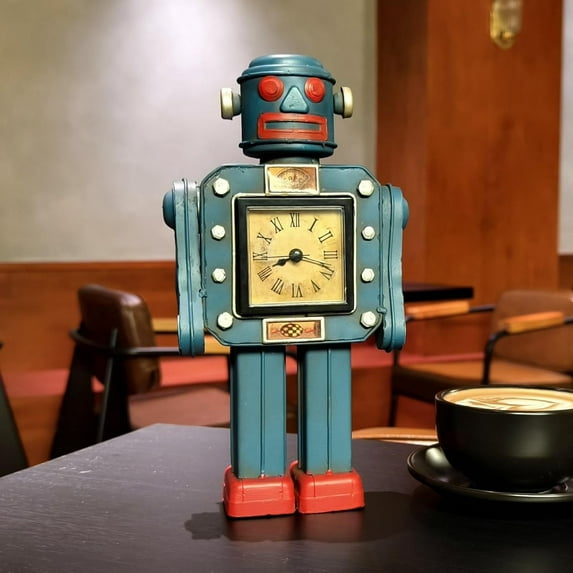 Robot Automatons Vintage Clock Bot Craft Cartoon Droid Model for Desktop Home Bedroom Office Robot Collection Boys Man Steampunk Festival Surprise Presents