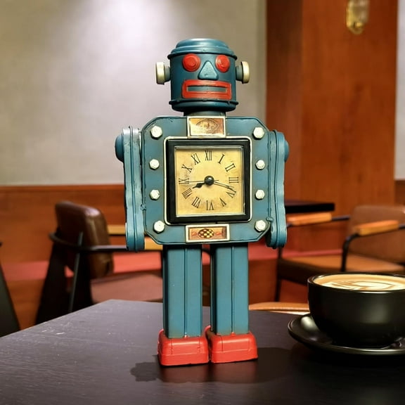 Robot Automatons Vintage Clock Bot Craft Cartoon Droid Model for Desktop Home Bedroom Office Robot Collection Boys Man Steampunk Festival Surprise Presents
