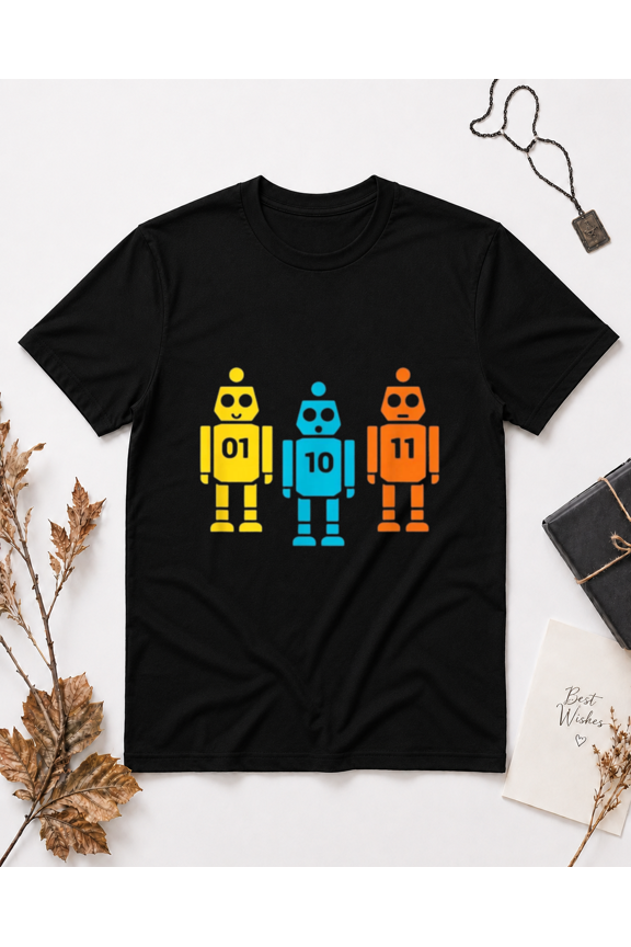 Robot Binary Code 01 10 11 Artificial Intelligence Geek Unisex T-Shirt, S-5XL