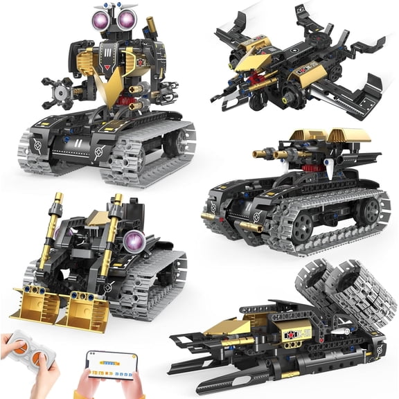 Robot Building Kit with APP/Remote Control STEM Gifts for Boys Age 6-16,Technic Coding Robotic Toys for Kids Birthday, Buildable 5in1 Models with 323+ Pieces