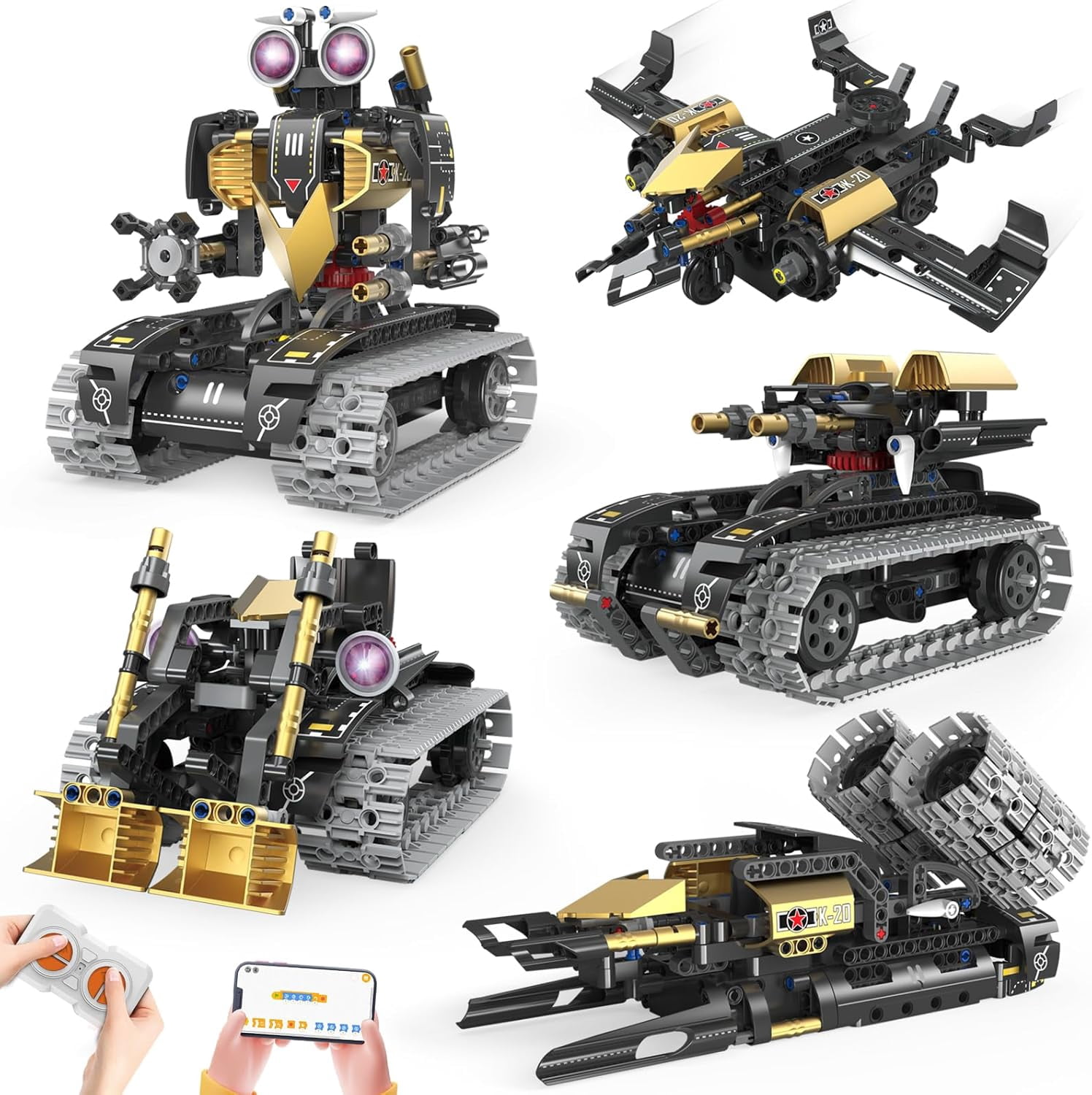 Robot Building Kit with APP/Remote Control STEM,echnic Coding Robotic Toys,Buildable 5in1 Models with 323+ Pieces