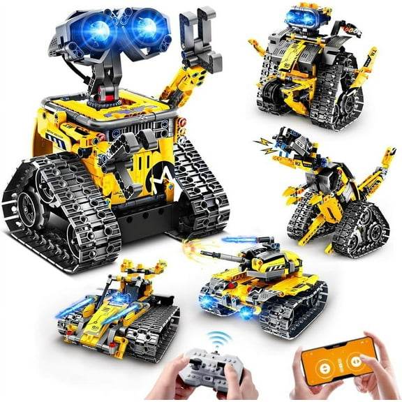 Robot Building Toys, 5 in 1 Remote & APP Controlled Building Set | RC Wall/Engineer Robot/Mech Dinosaur STEM Toys (520 Pcs)