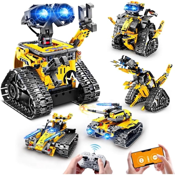 Robot Building Toys for Kids - 5 in 1 Remote & APP Controlled Building Set | RC Wall/Engineer Robot/Mech Dinosaur STEM Toys for Boys Girls Age 6 7 8 9 10 11 12+ Year Old (520 Pcs)