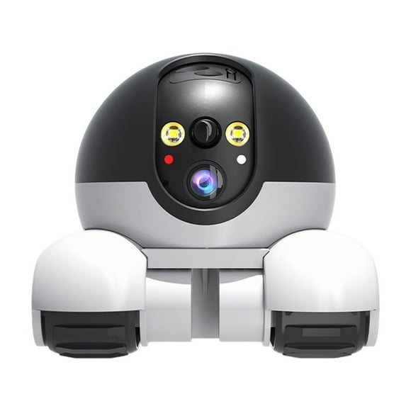 Robot Camera On Wheels,Double Lens Moving Pet Camera,w/ Night Vision & 2-Way Talk, 1080P WiFi Small Robot Cam for Cats Dogs