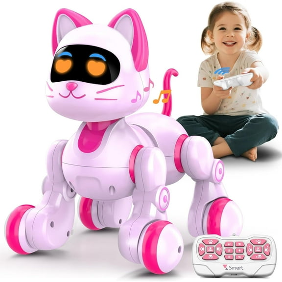 Robot Cat Interactive Toys for Girls: Remote Control Pet for Kids Age 4-6 Gifts for 3 4 5 6 7 8 Year Old Gilrs RC Toys with Touch Sensing Gestures Christmas Birthday Gift Ideas