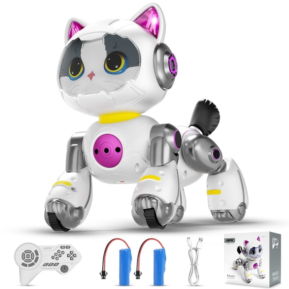 Robot Cat Interactive Toys for Girls, Toys for 3 4 5 6 7 8 Year Old Girls Kids Boys, Touch Programmable Mechanical Cat Toddlers Girl Toy for 5-7 6-8, Ideas Birthday Gifts for Girl 3 4 5 6 Year Old