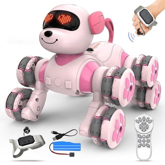 Robot Cat Interactive Toys for Girls, Electronic Smart Interactive Programmable Robot Toys Gift, Remote Control Car Dog Toy for Boys & Girls