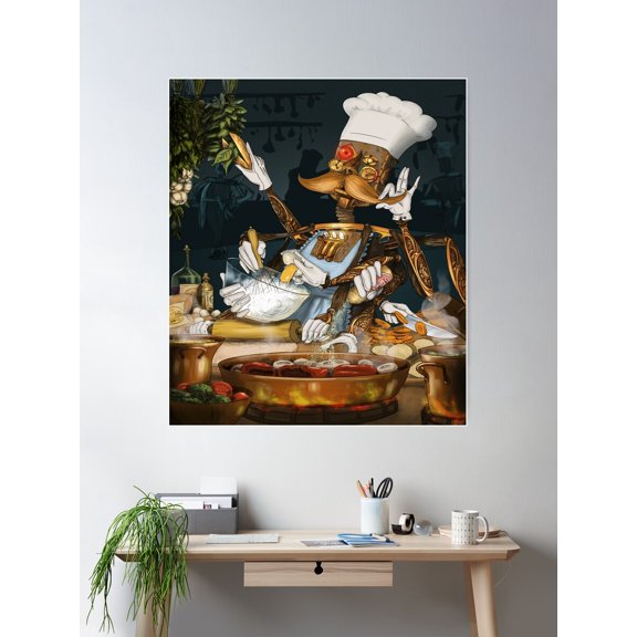 Robot Chef Poster Wall Art, Modern Wall Decor For Living Room Bedroom, 24x36 UNFRAMED