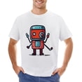 thumbnail image 1 of Robot Cute Family Vintage T-shirt Mens Cotton Classic Crewneck Short Sleeve Tees Unisex White 3XL, 1 of 2