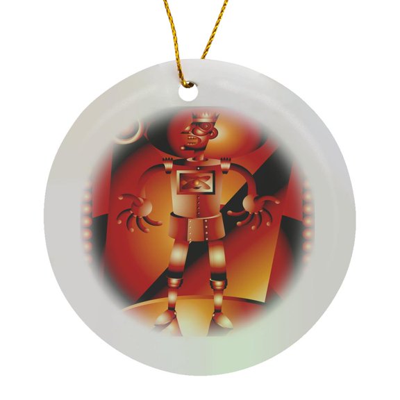 3drose, Robot Design, Circle Porcelain Ornament