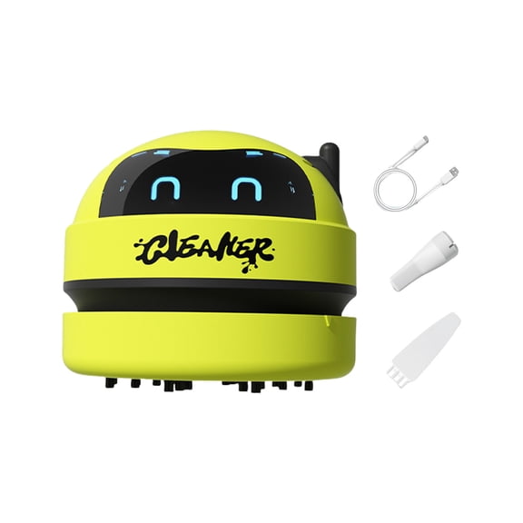 Robot Design Desktop Cleaner USB Rechargeable For Home Office Car With LED Display Detachable Nozzle 500Min Operations
