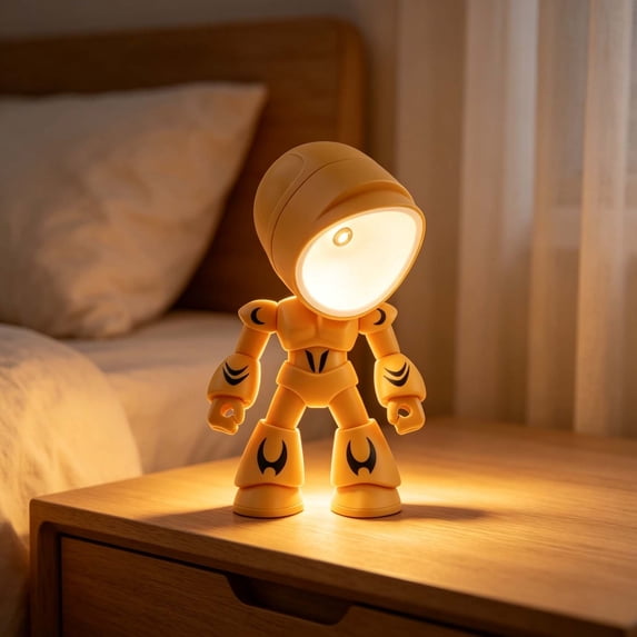 Robot Desk Lamp, Mini Desk Lamp, Bedside Night Light, DIY Robot Shape Table Lamp with Adjustable Head, USB Powered LED, Soft Warm Glow, for Bedroom Study Room Desktop Decor Gift