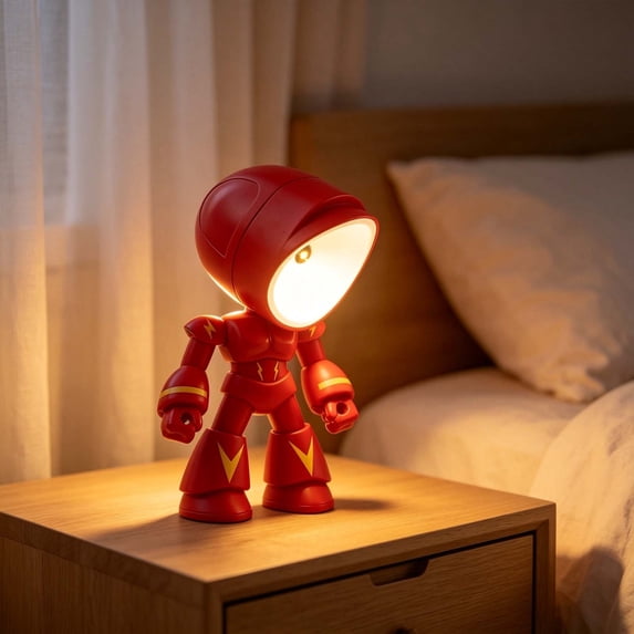 Robot Desk Lamp, Mini Desk Lamp, Bedside Night Light, DIY Robot Shape Table Lamp with Adjustable Head, USB Powered LED, Soft Warm Glow, for Bedroom Study Room Desktop Decor Gift