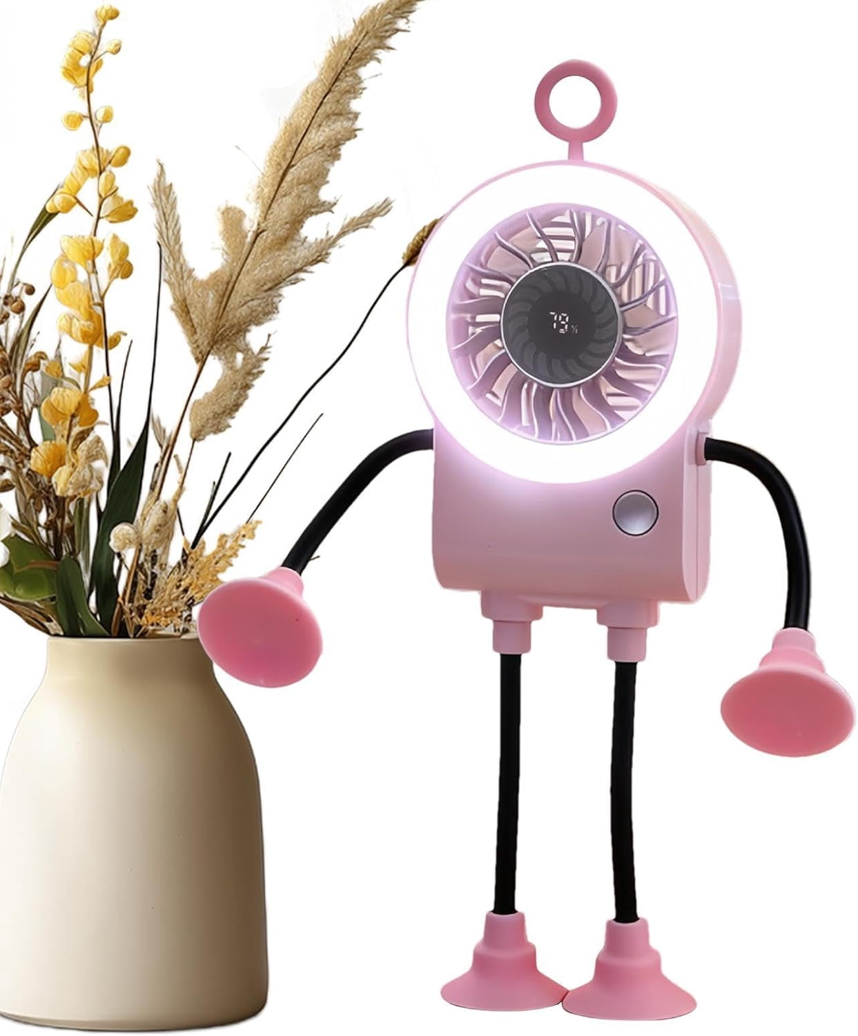 Robot Desktop Fan, Flexible Bendable USB, LED Light Digital Display ...