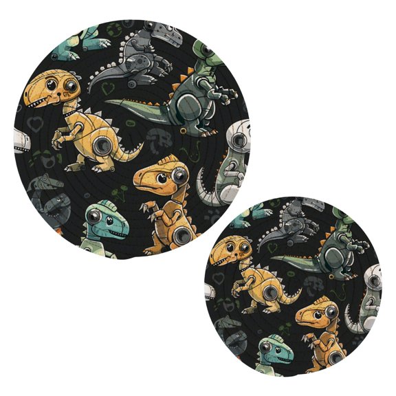 Robot Dinosaur Pot Holders Trivets Set of 2 Cotton Hot Pads Mats for Hot Dishes Pots Pans Kitchen Cooking 7" 9.5"