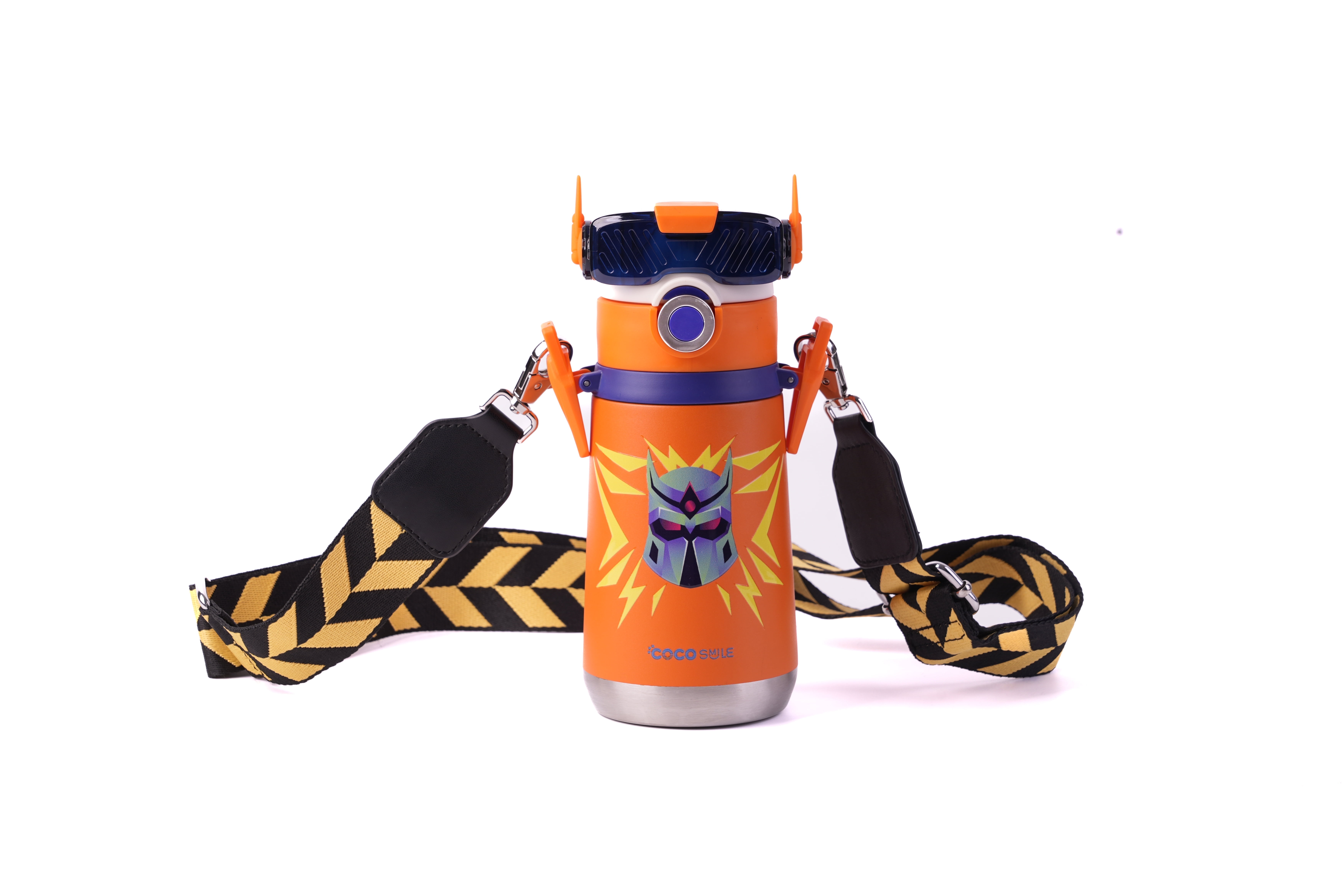 Robot Direct Drinking Thermos Cup ( Cartoon, Orange)