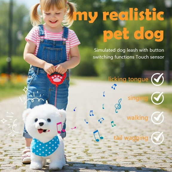 Robot Dog for Kids, Interactive Robotic Puppy with Touch Sensor & Voice Recording, Realistic Barking and Walking, Licking Motion Toy with Remote Control Leash, Gift for Boys & Girls