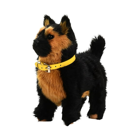 Robot Dog Realistic Robot Puppy Walking Plush Pet Dog Electronic Interactive Toy Stuffed Animal Figures Play music Wag tail Travel Nursery Indoor Birthday Home(Wolfdog)