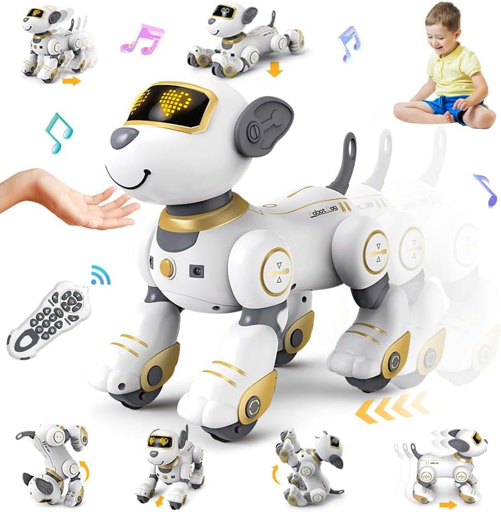 Robot Dog Toy,Intelligent Robot Dog,Robot Dog for Kids ,Remote Control Dog Toy Interactive Robot Pet,Robotics Toys,Programmable Sing & Dance Design Christmas Gifts Kids Age 3 5 4-13 Year, Gold