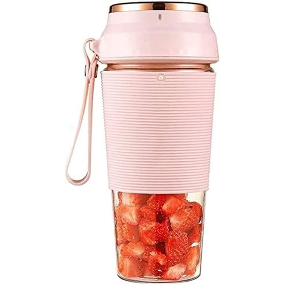 2025 NEW Home Juicer,Personal Fruit Blender Electric USB Charging Juice Cup,300ml BPA Free Portable Travel Sports Bottle,for Shakes,Ice,Frozen Fruit,and Baby Food ,pink