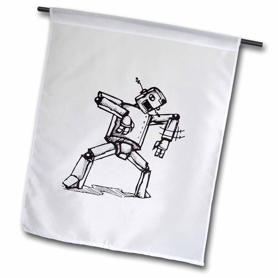 3dRose, Robot Doing the Robot Dance, 12 x 18 inch Garden Flag