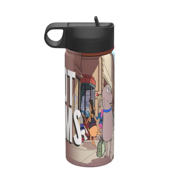 Robot Dreams Kids Insulated Water Bottle With Straw - 18 Oz Stainless Steel Double Wall Vacuum Cup, Leakproof, Bpa Free, Suitable For Boys And Girls