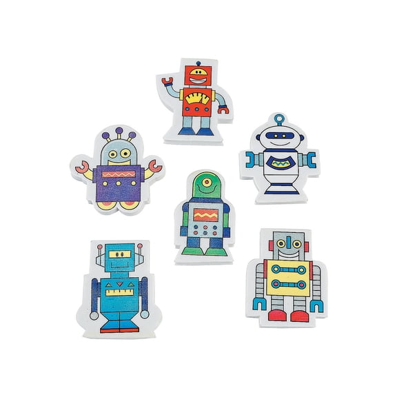 Fun Express - Robot Eraser - Stationery - Pencil Accessories - Erasers - 24 Pieces