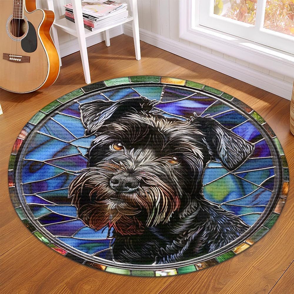 Technology Rug Robot Friends Round Area Rug, tech cartoon circle carpet for playroom ...
