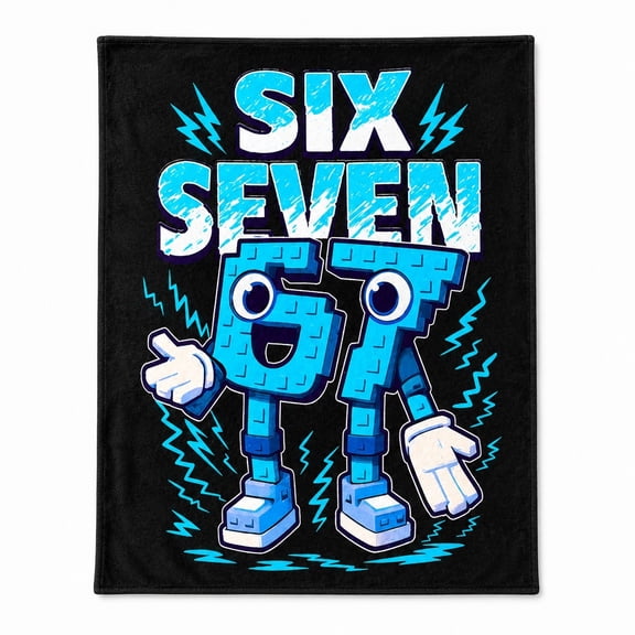 Robot Graphic Fleece Blanket, Black Blue Lightning Throw, Soft 280 GSM Polyester