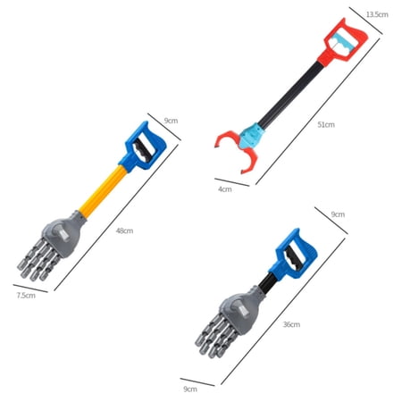 Robot Hand and Robotic Claw, 3 Pc Set, Fun Early Learning and Hand-Eye Coordination Play, Long 18 Inch Arm, Strong Grasping Tool