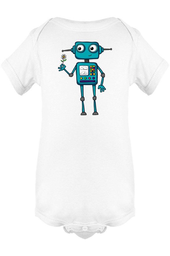 Robot Holding A Flower Bodysuit Infant -Image by Shutterstock, Newborn