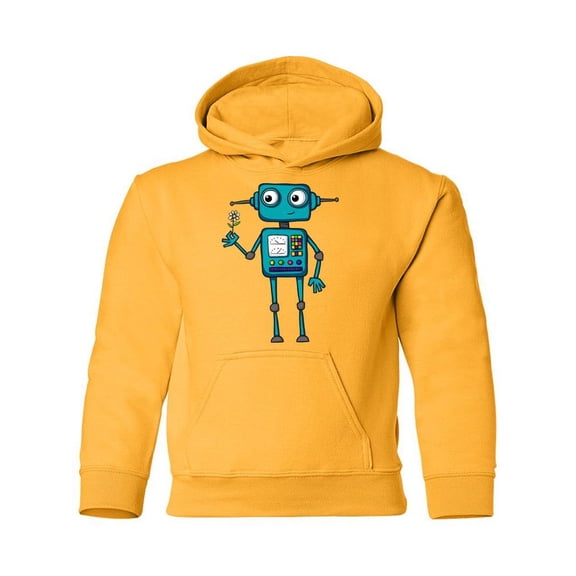 Robot Holding A Flower Hoodie Juniors -Image by Shutterstock,  x-Large