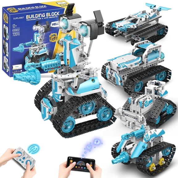 Robot for Kids Ages 8-14, 5-in-1 Remote Control and APP Programmable Robot Toys - 720 Pcs DIY Building Science Educational Kit, Building Block Birthday Present for Teen Boys Girls