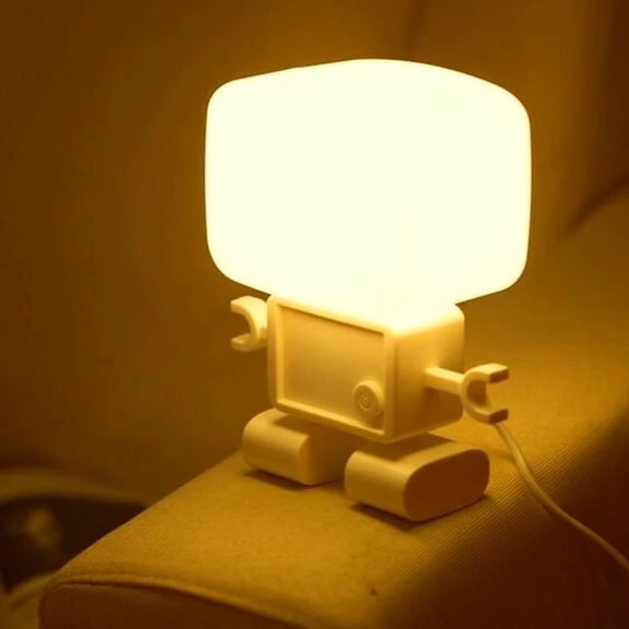 Robot Led Sound Activated Battery Charged Night Light Lamp Nightstand Bedside