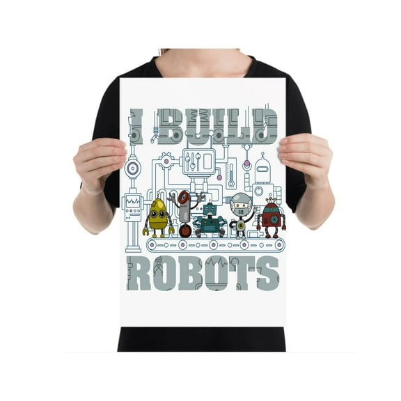 Robot Love Art - STEM Kids Room Decor - 13x19 Poster Print - Educational Wall Art