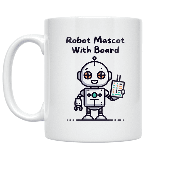 Robot Mascot With Board Art - Robotics Tinkerer - 11 oz Ceramic Coffee Mug