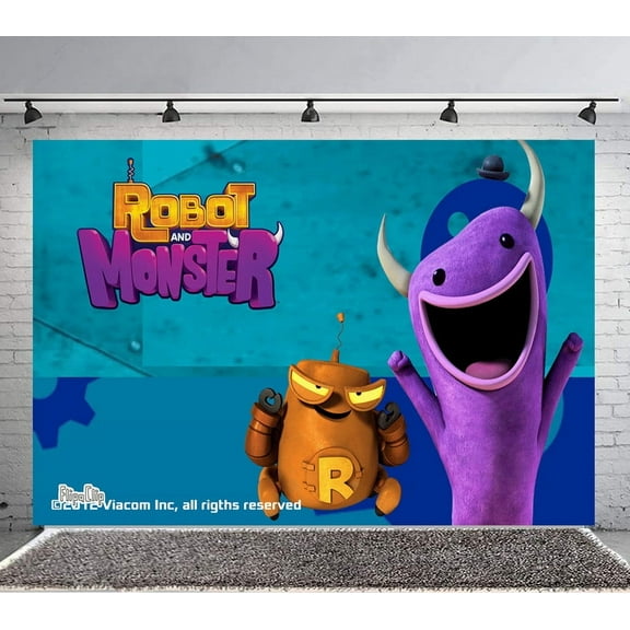 Robot Monster Backdrop Banner Party Supplies Poster Movie Theme Background for Photography Birthday Decorations