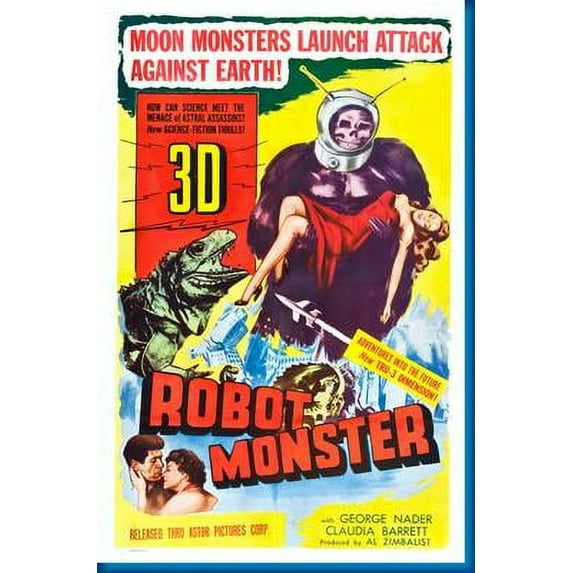 Robot Monster Movie Poster Reprint 27inx40in for any room 27x40 Multi-Color Square Adults Poster Time