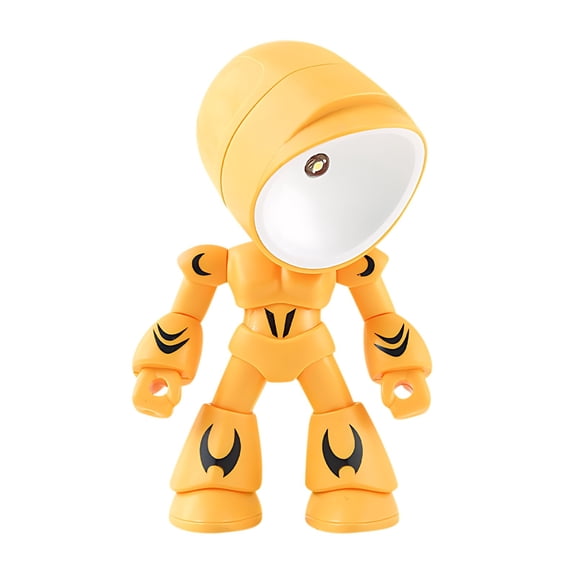 Robot Night Light Mini Funny Robot Design, LED Cartoon Cute Robot Lamp, Companion Table Light Gift for New Year, Birthday Christmas & 3 Spare Batteries Yellow