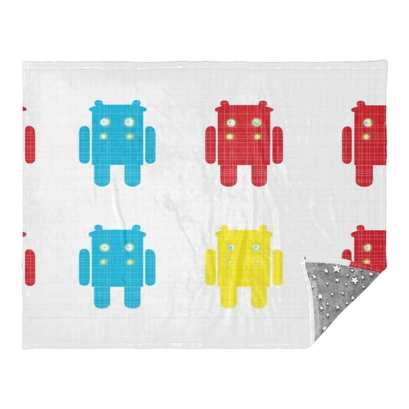 Robot Pattern Camping Blankets Bed Throws and Cozy Travel Blanket Fluorescence 70x55in Double Sided