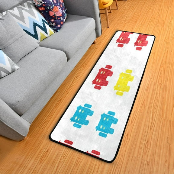 Robot Pattern Elegant Area Rug 72" x 24" Non-Slip Polyester with Cotton Padding