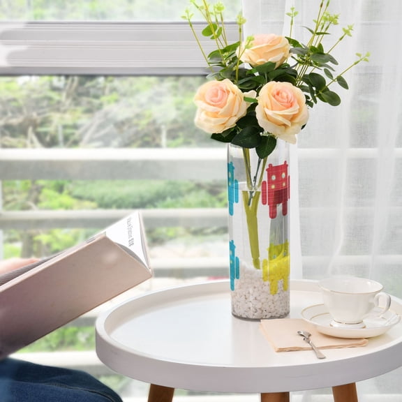 Robot Pattern Plastic Vase 11.8'' x 3.9'' Transparent Non Breakable Decorative for Family